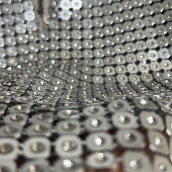 Alice & Olivia Silver Metal Chainmail Mini Skirt - Picture 9 of 14